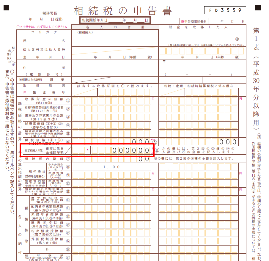 相続税の申告書